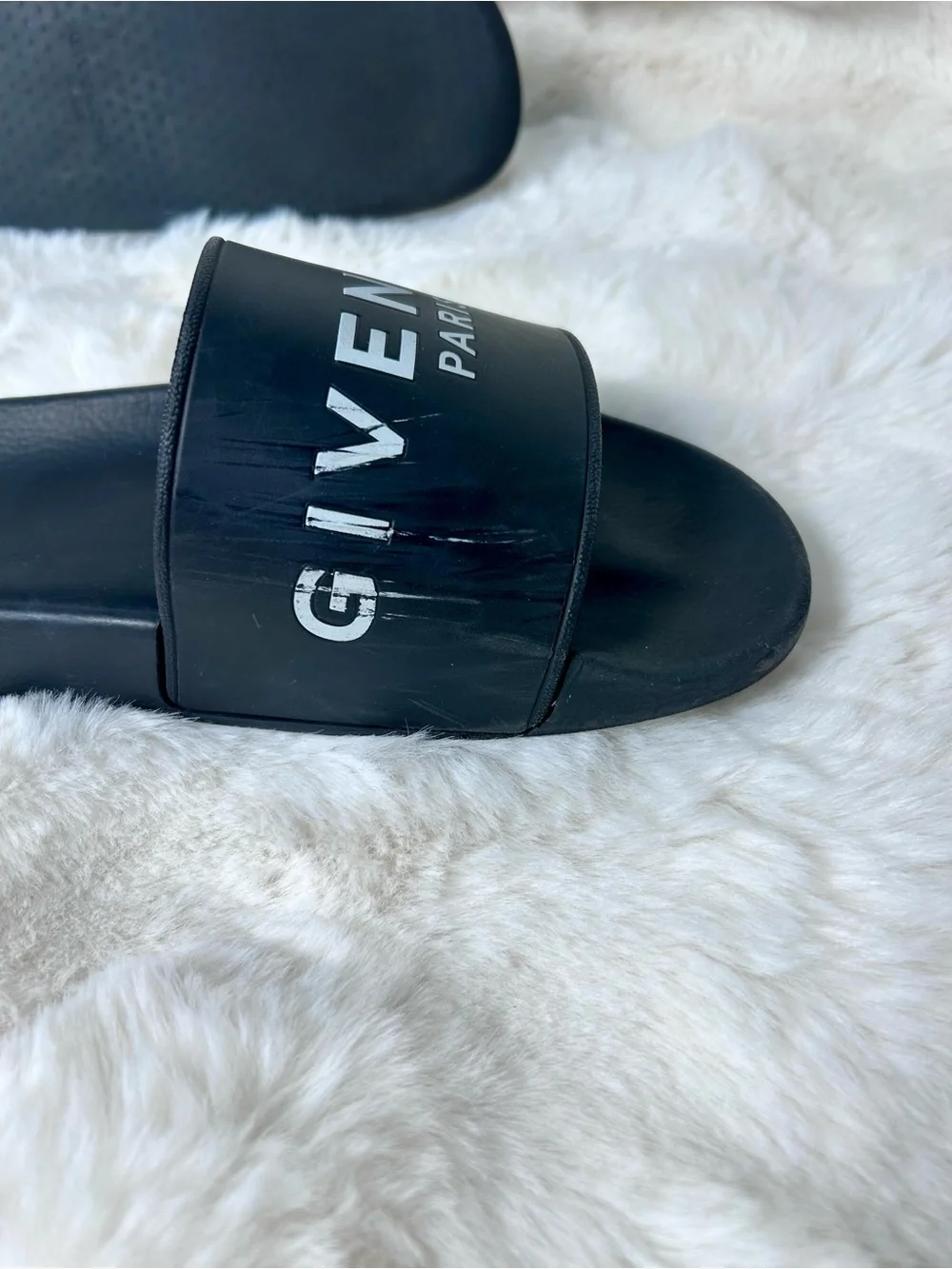 Givenchy Paris Black Logo Rubber Slides Sandals Size 43